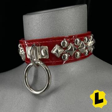 Pyramid/Round Studded Ring Collar